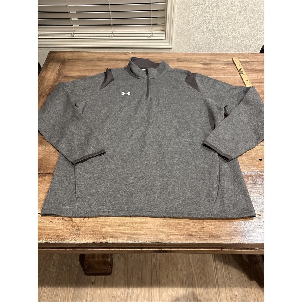 Under Armour Shirt Mens XL Gray Golf 1/4 Zip Pullover Long Sleeve Loose Men